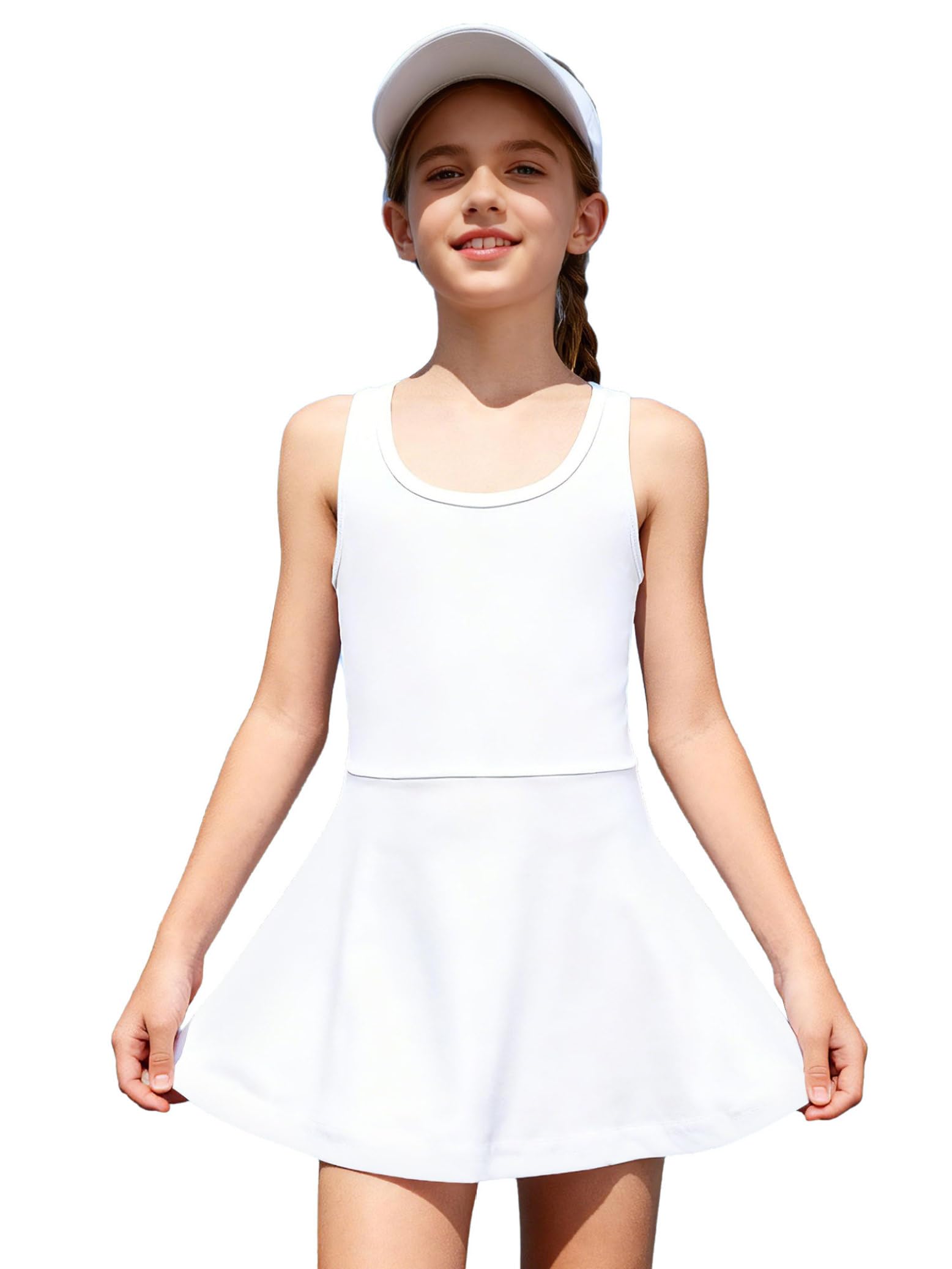 Traje de tenis para niños y niñas, sin mangas, deportivo, espalda cruzada, vestido de entrenamiento, ropa deportiva