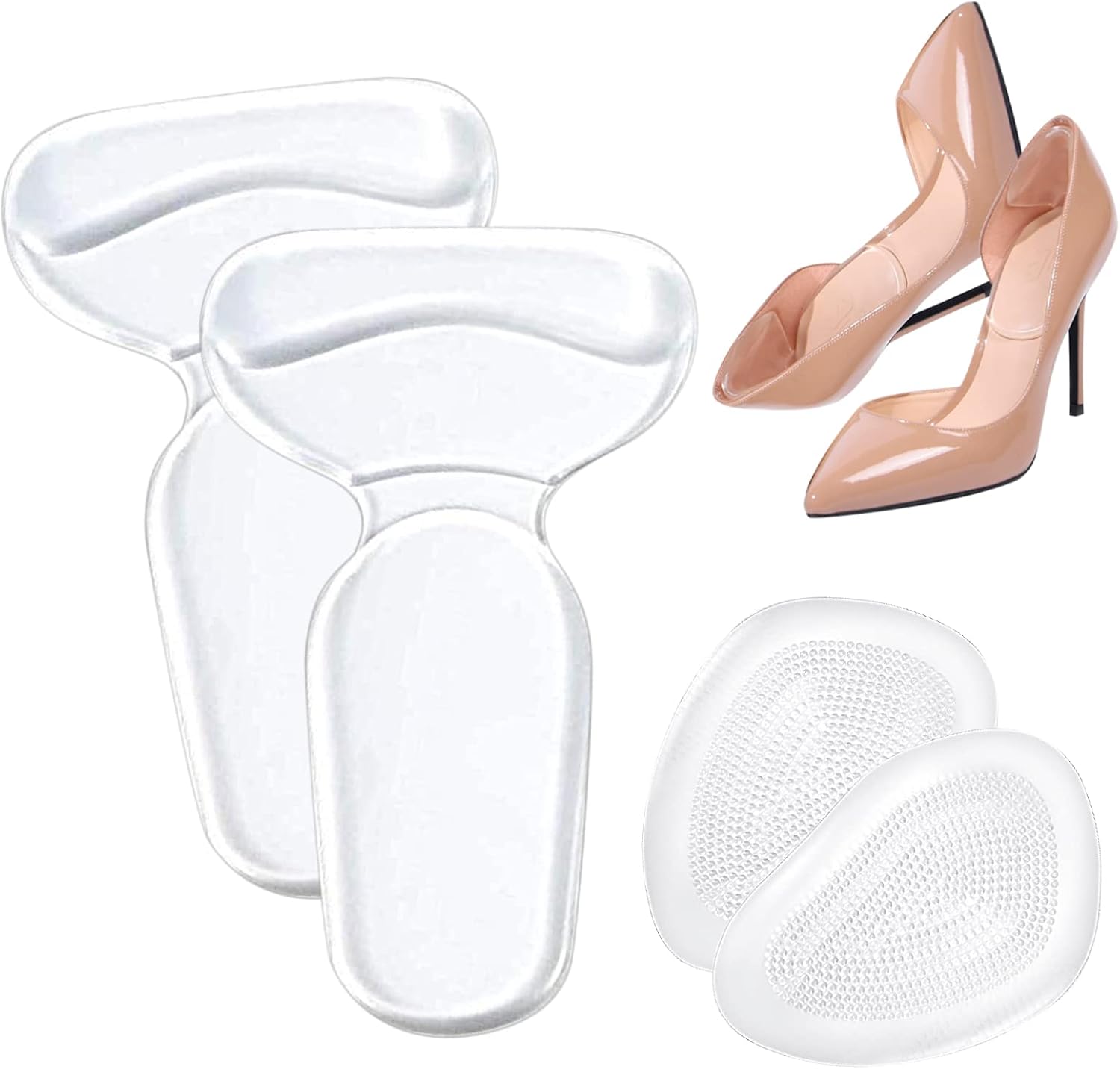 4 Pcs Heel Cushion Inserts Anti Slip High Heel Cushion Pads Silicone