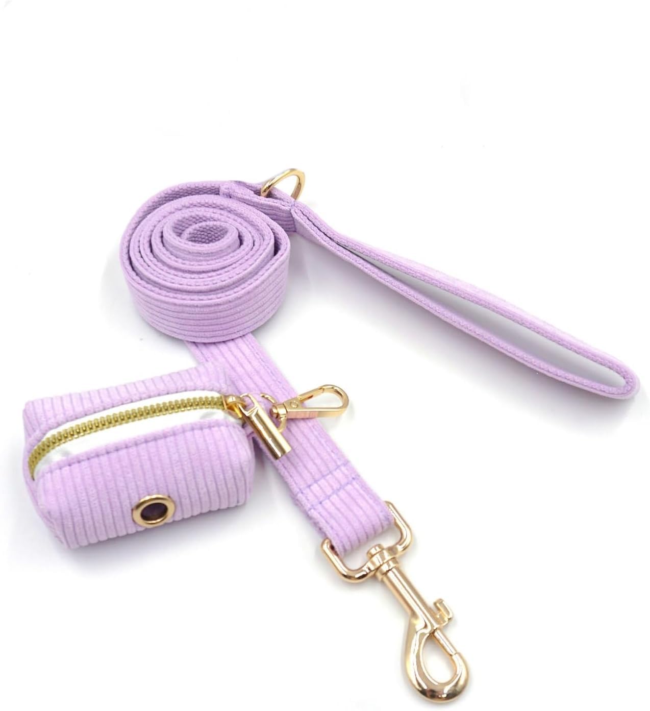 Hundehalsband, Set aus Halsband und Leine für Hunde mit Kotbeutelhalter, für weich, verstellbar, strapazierfähiger, drehbarer Metallknopf (Blau, M)