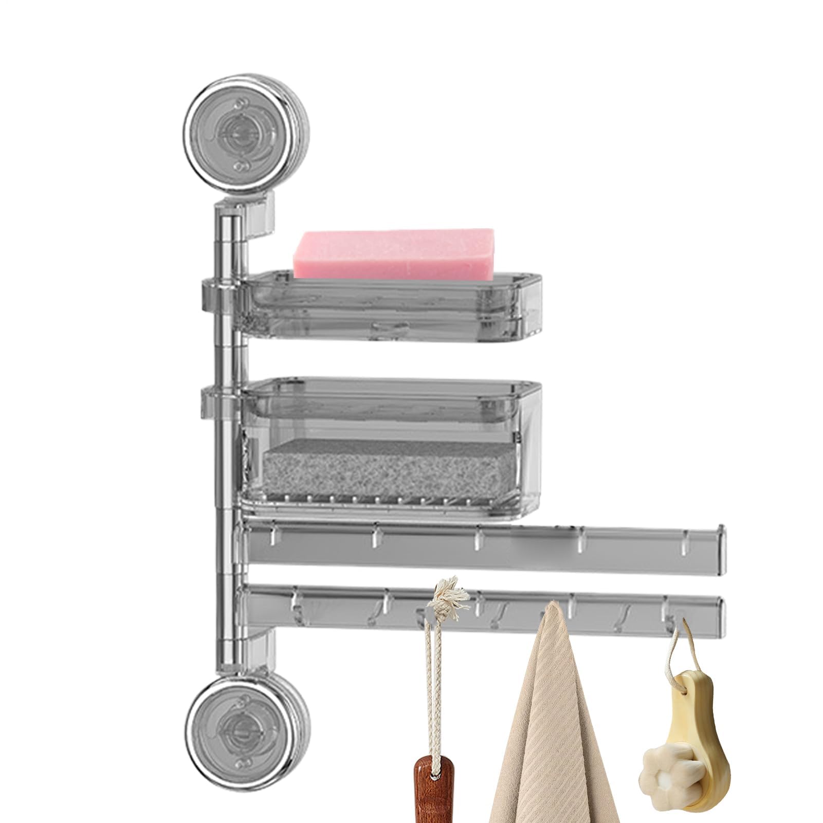 Toallero de Baño con VentosaSoporte para Toallas y Jabón Estante y Gancho Multifuncional para Dormitorio Cocina y PiscinaOrganizador Práctico y Estiloso