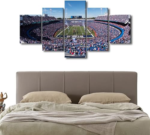 Vista 437 de Cuadros de estadios deportivos de fútbol americano de Minnesota, cuadros de vikingos, 5 paneles, lienzo para pared, arte de pared del estadio