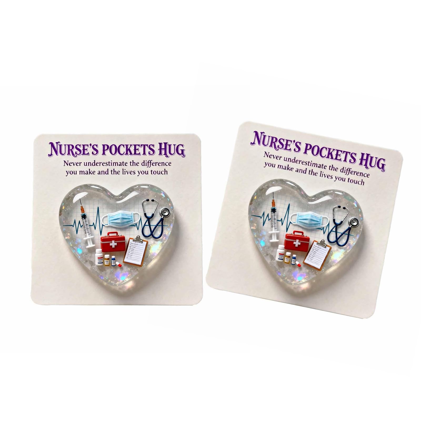 Buxuaaaa A Buxuaaa Multipurpose Crylic Heart Pocket Nurse Hug Portable Inspirational Card For Nursing Students Medicals Staff Sustainable Card