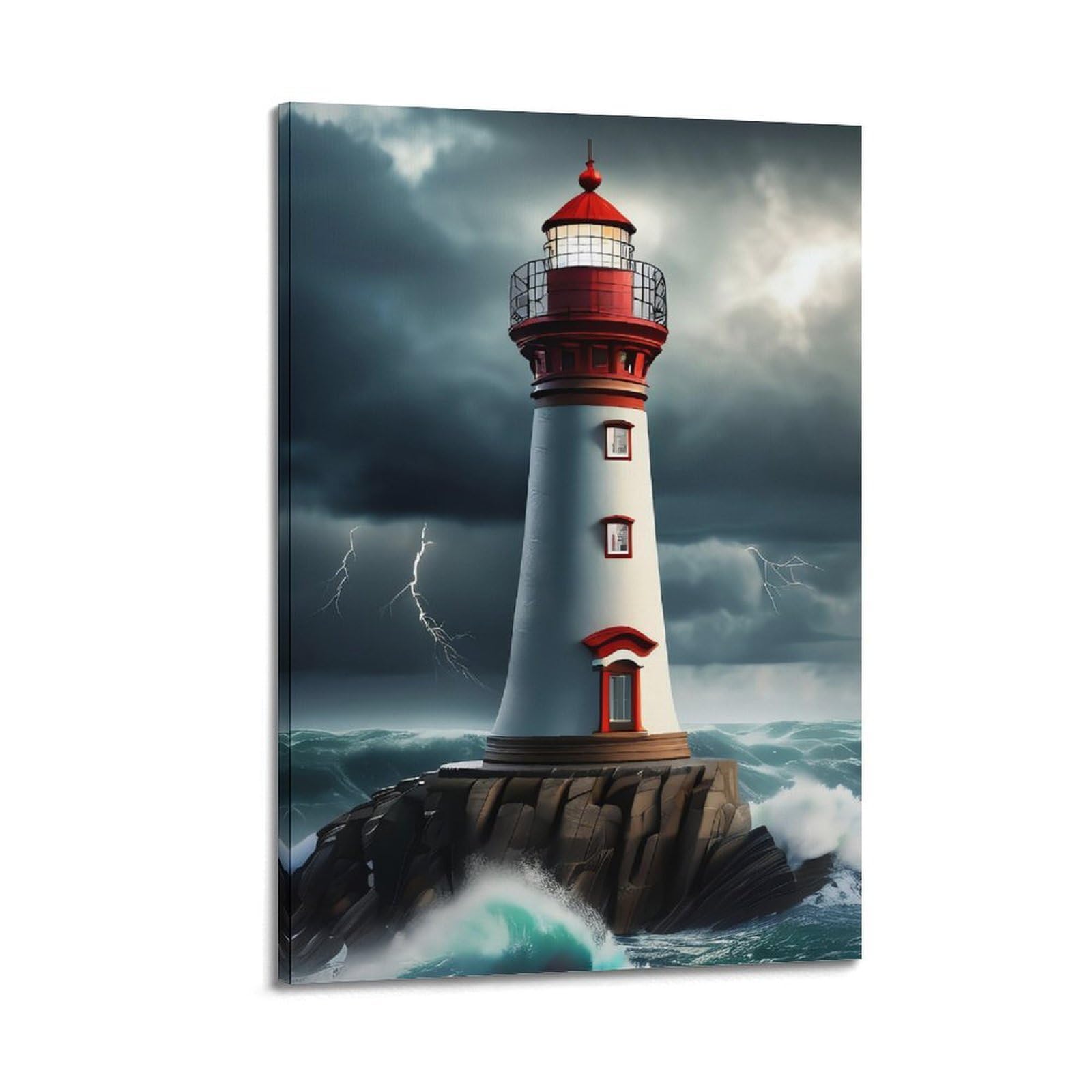 CXHJCA Lighthouse Poster Stormy Beacon Poster Decorative Painting Canvas Wall Posters And Art Picture Print Modern Family Bedroom Decor Posters 16x24inch(40x60cm)