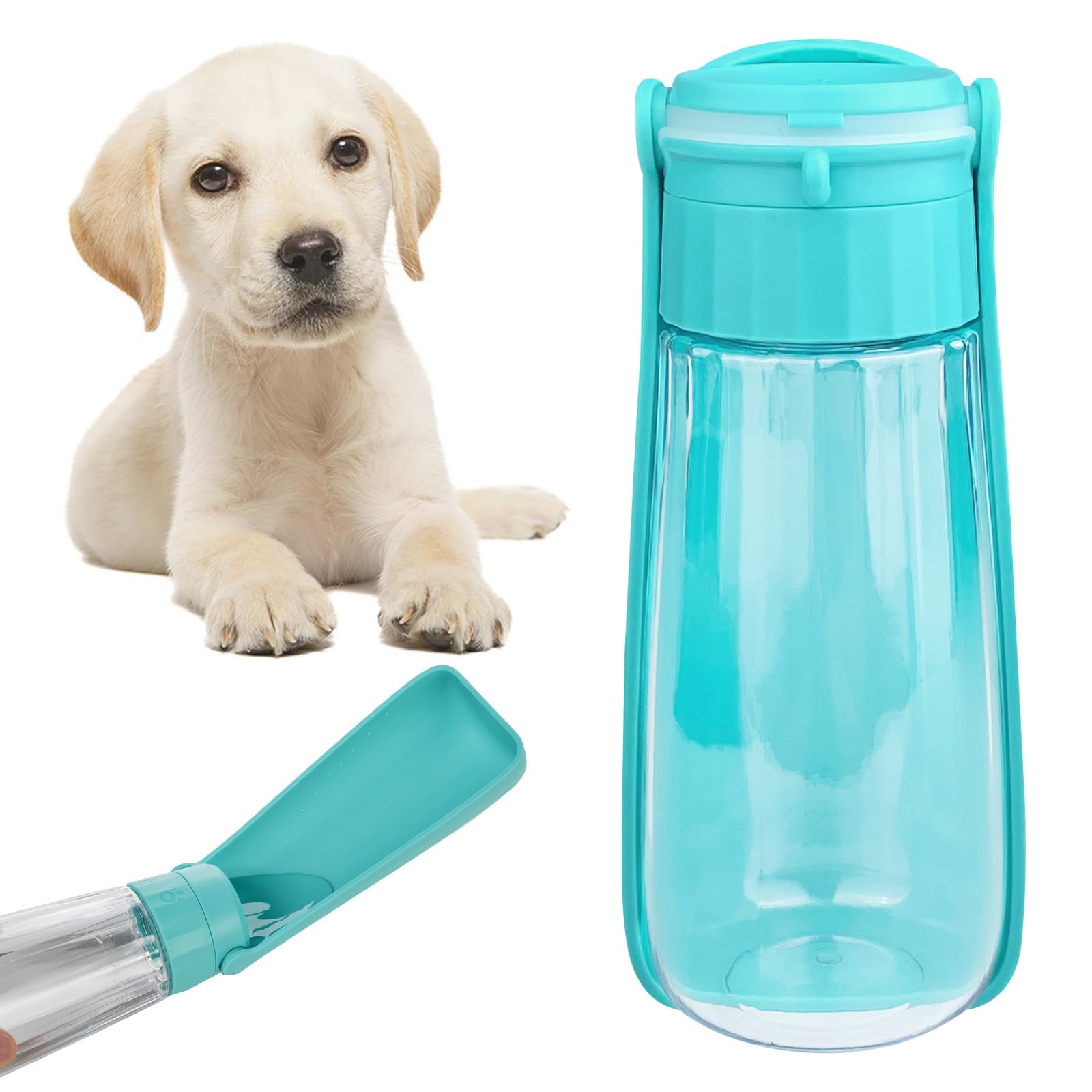 Newaner 550ml Bebedero Perro Portatil, Botella Agua Perro Paseo para Viajes, Dog Water Bottle, Alteo de Agua Perro Portátil Al Aire Libre, Dispensador de Agua Perros, para Acampar, Senderismo (Azul)
