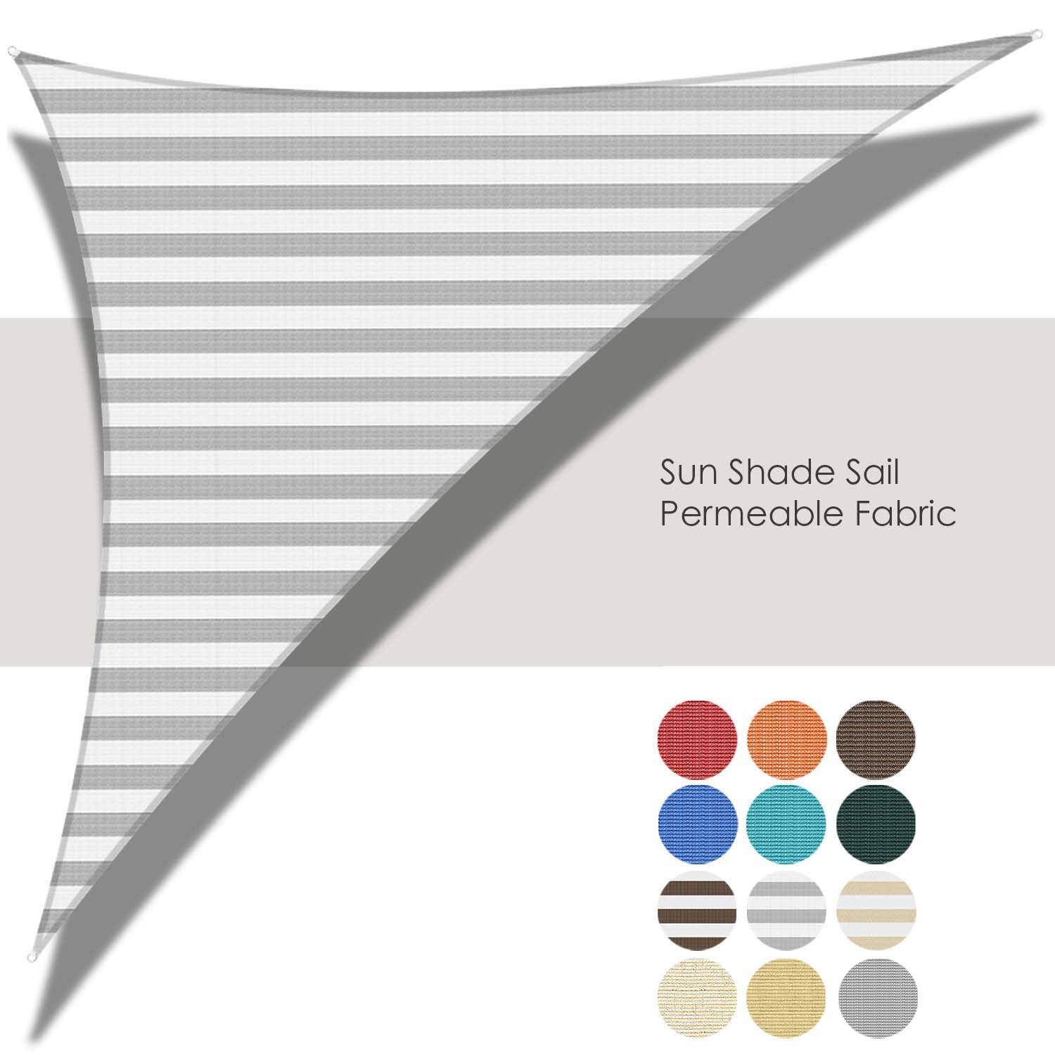 ECOOPTS 12'x13'x18' HDPE Sun Shade Sail Right Triangle Canopy Shades for Outdoor Patio Pergola Cover Blockage 95% UV Resistant(Gray White)