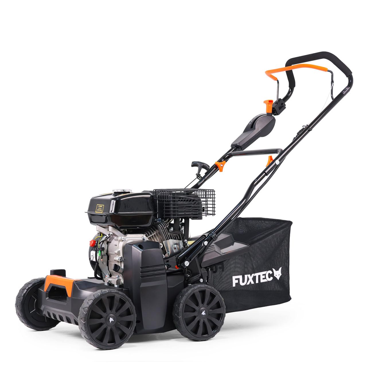 FUXTEC Escarificador Aireador de Gasolina 3 en 1 FX-BV240 Motor 4 tiempos 4,1 kW, rodillo con 18 cuchillas y 24 púas de resorte, asa de transporte y recolector de 45 L