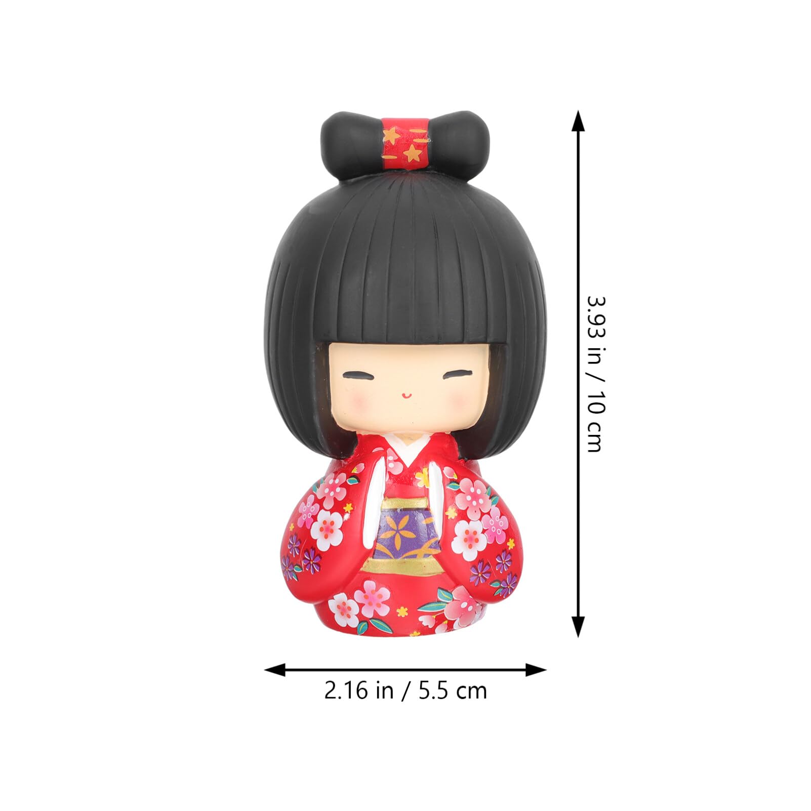 Traditional Kokeshi Geisha Doll in Red Kimono