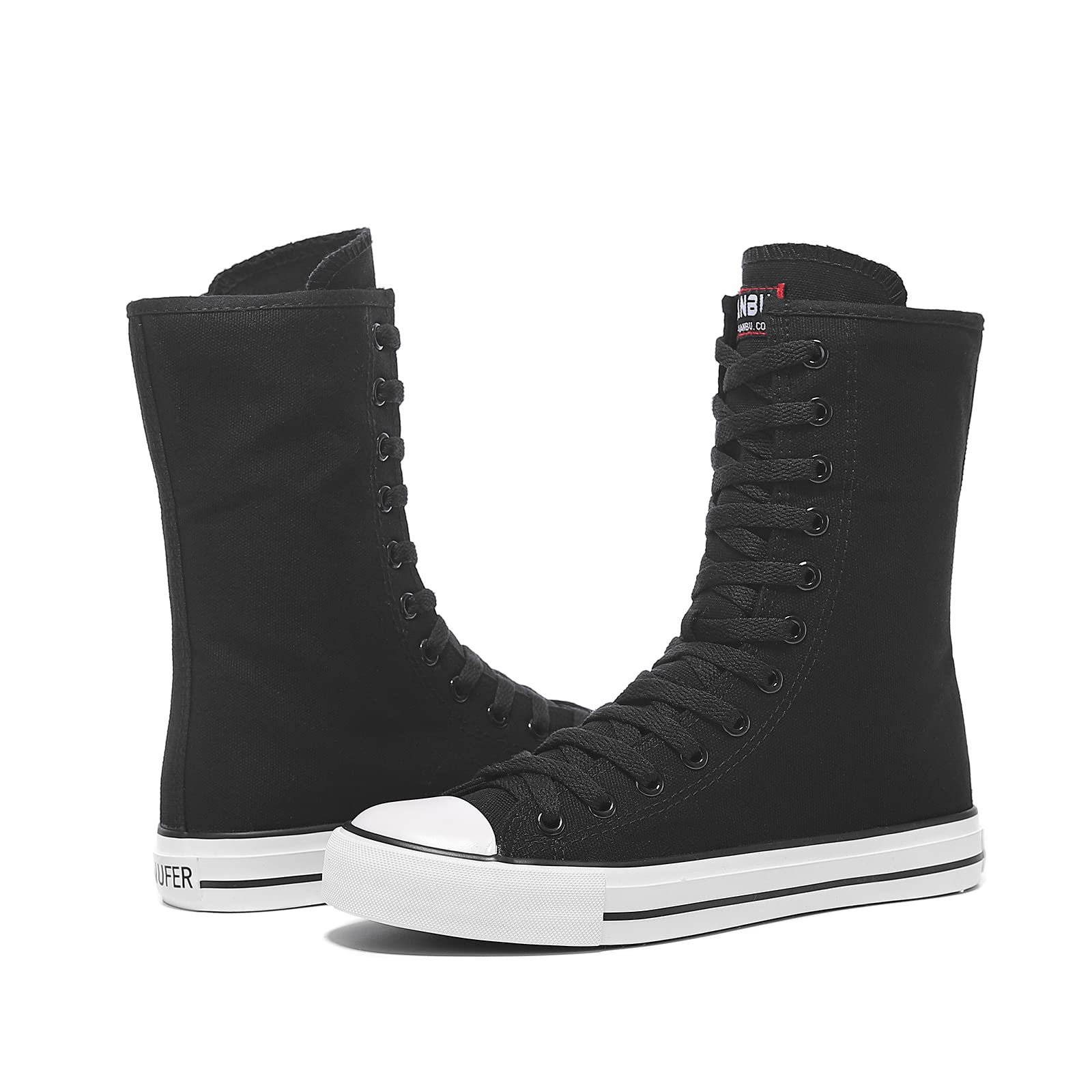 Momuk Zapatillas altas de lona para mujer con cordones de moda para mujer