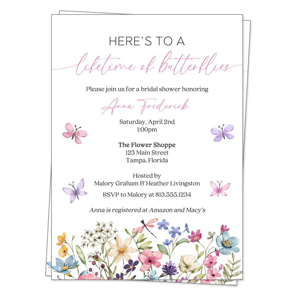 Bridal Invitation Butterfly Lifetime of Butterflies Personalized Invites (12 count)