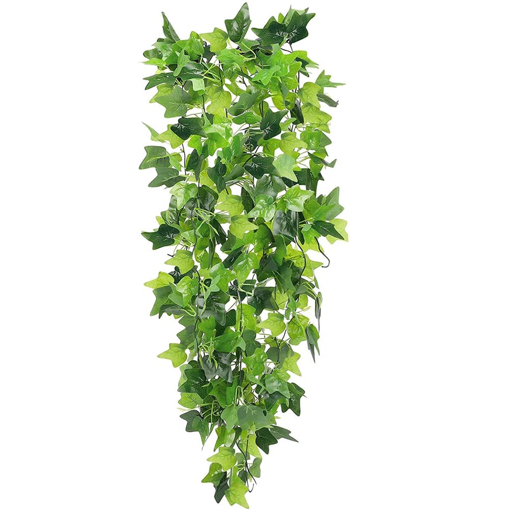 LINGWEIHanging Leaf Artificial Green Leaf Fake Hanging Plants For Wall House Room Fake Evy Leaf Vine Artificial Faux Hanging Plants For Home room Indoor Outdoor Shelf Decor