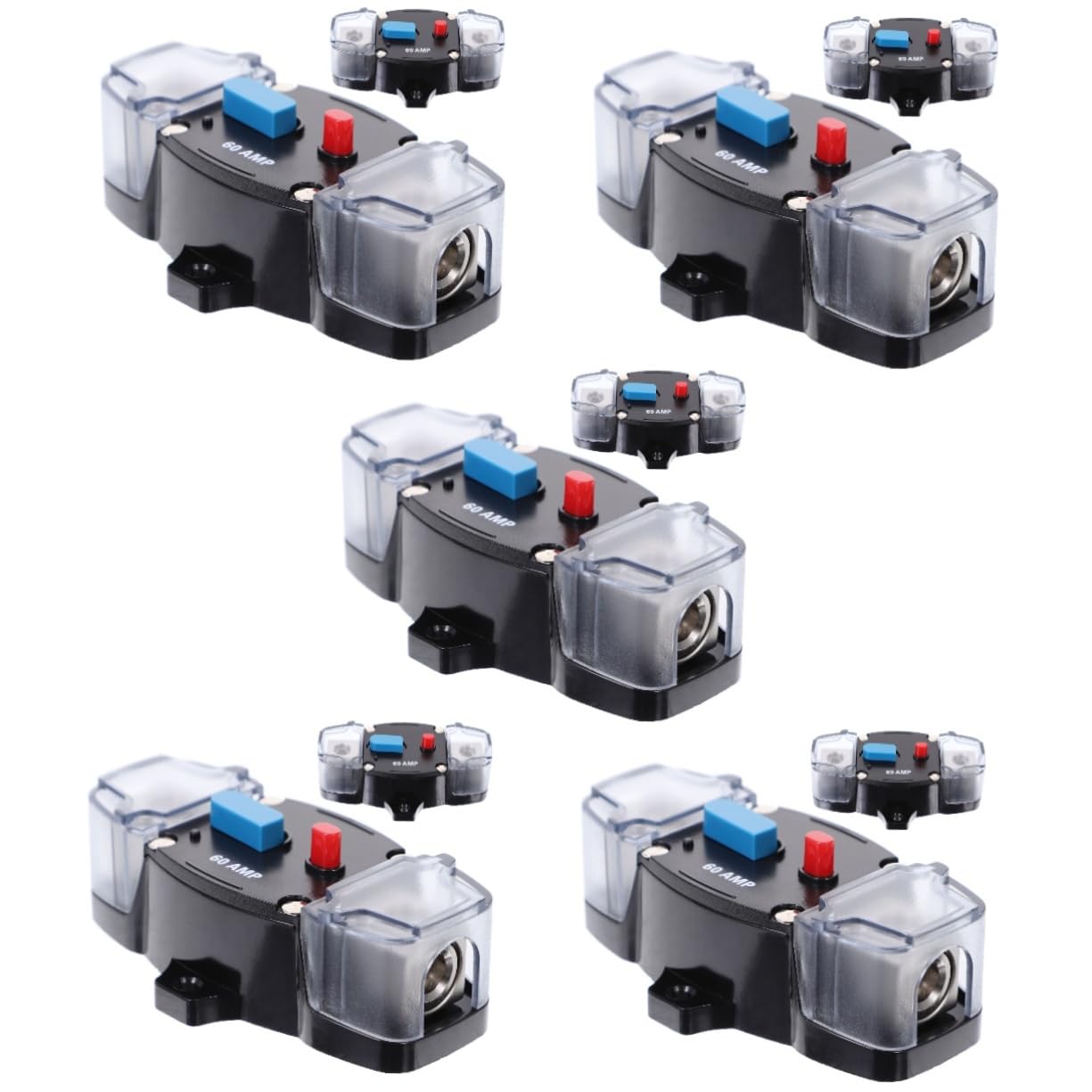OUNONA 5pcs 60a Circuit Breaker Circuit Supply Car Switch Amp Breaker Boat Battery Switches Tiny Cars Marine Amplifier Car Circuit Breaker with Manual Reset Refit Power Supply Bakelite