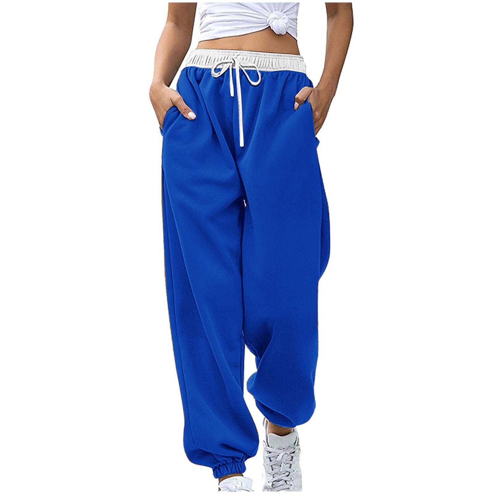 Womens Casual Athletic Cotton Long Sweatpants,Teen Girl Solid Color Cute Hiking Long Pants,Fall Trendy Clothes