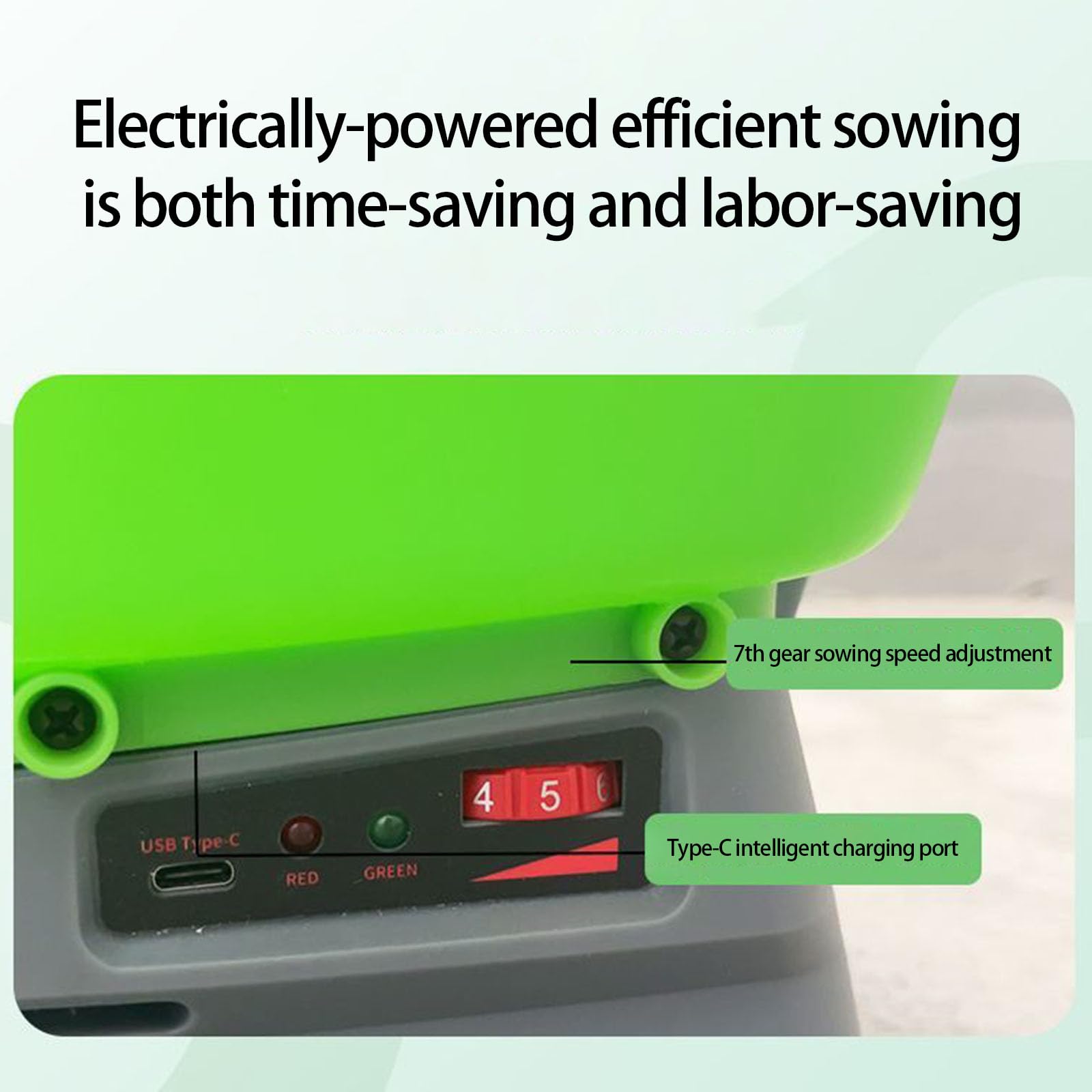 Épandeurs de semis électriques portatifs - Grande capacité de 2863,3 g - Longue durée de vie de la batterie de 4 heures pour une plantation efficace de jardin - Épandeurs à longue batterie