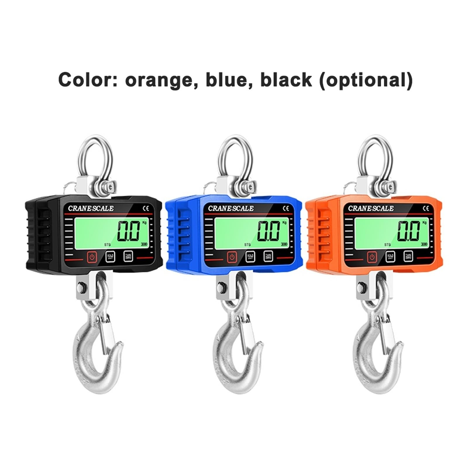 Pantalla LCD Digital, báscula Crance de 2000kg, báscula de elevación de mano, medidor de pesaje de grúa con gancho de peso resistente Múltiples funciones(Black)