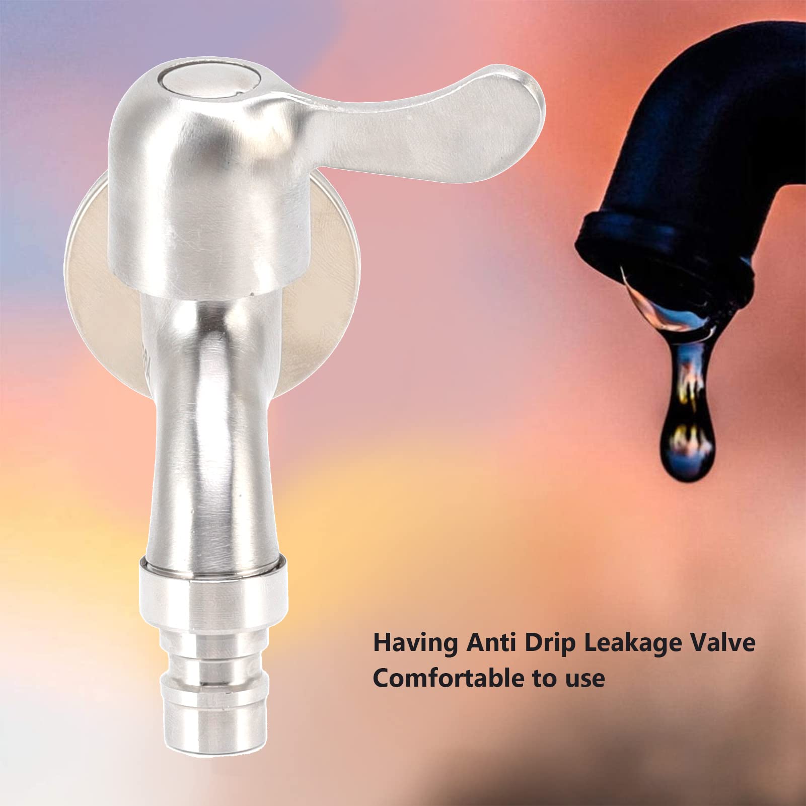 Washing Machine Faucet G1 2in Wall Mount Tap Stainless Steel Bathroom Sink Single Cold Water Tap for Laundry — view 8