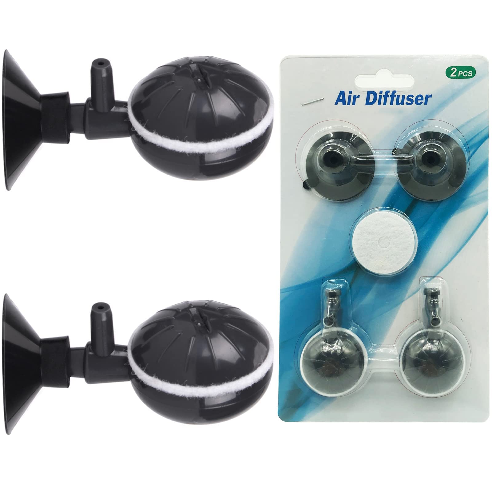 Adjustable Bubble Refiner, Aquarium Air Stone Fish Tank Nano Bubble Stone Kit with Control Valve Quiet Super-High Dissolved Oxygen Diffuser Makes Super Tiny Bubbles for Fish Tank and Hydroponic