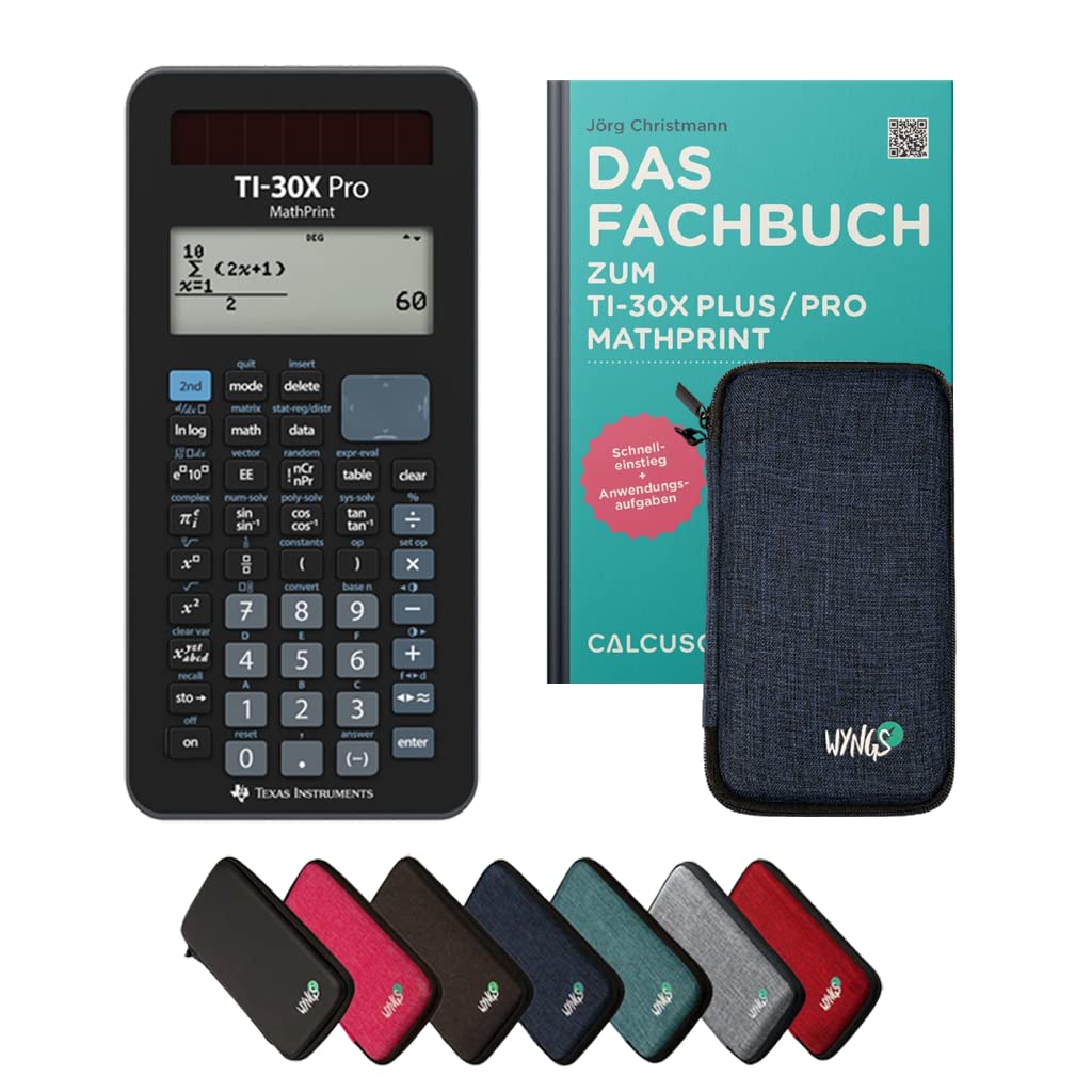 TI-30X Pro MathPrint Incl. Funda Protectora Azul y Libro especializado (132 páginas, DIN A5) – Calculadora científica – Smart Set (Alemán)