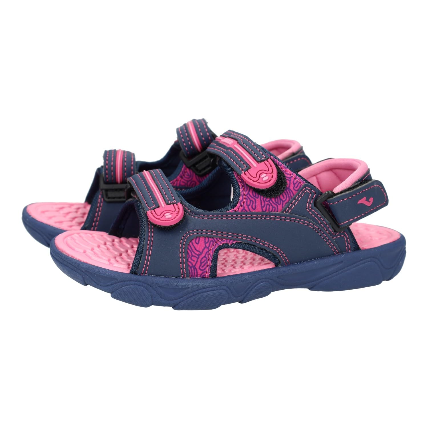 Joma SOCEJS2443V Sandalias de Verano para niñas, Color Azul Marino y Fucsia, con Cinta Textil Adhesiva, Sandalias de Goma para niñas NIÑA Sandalias
