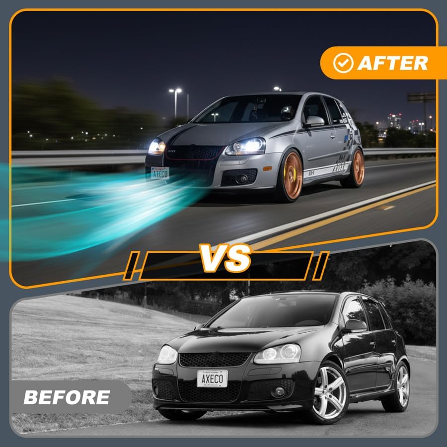 Drill Free Front Tow Hook License Plate Relocator for Volkswagen Golf GTI MK5 06-09 Jetta No Blocking Sensor Tow Eye Offset Increase Horsepower AXECO® Auto Pro