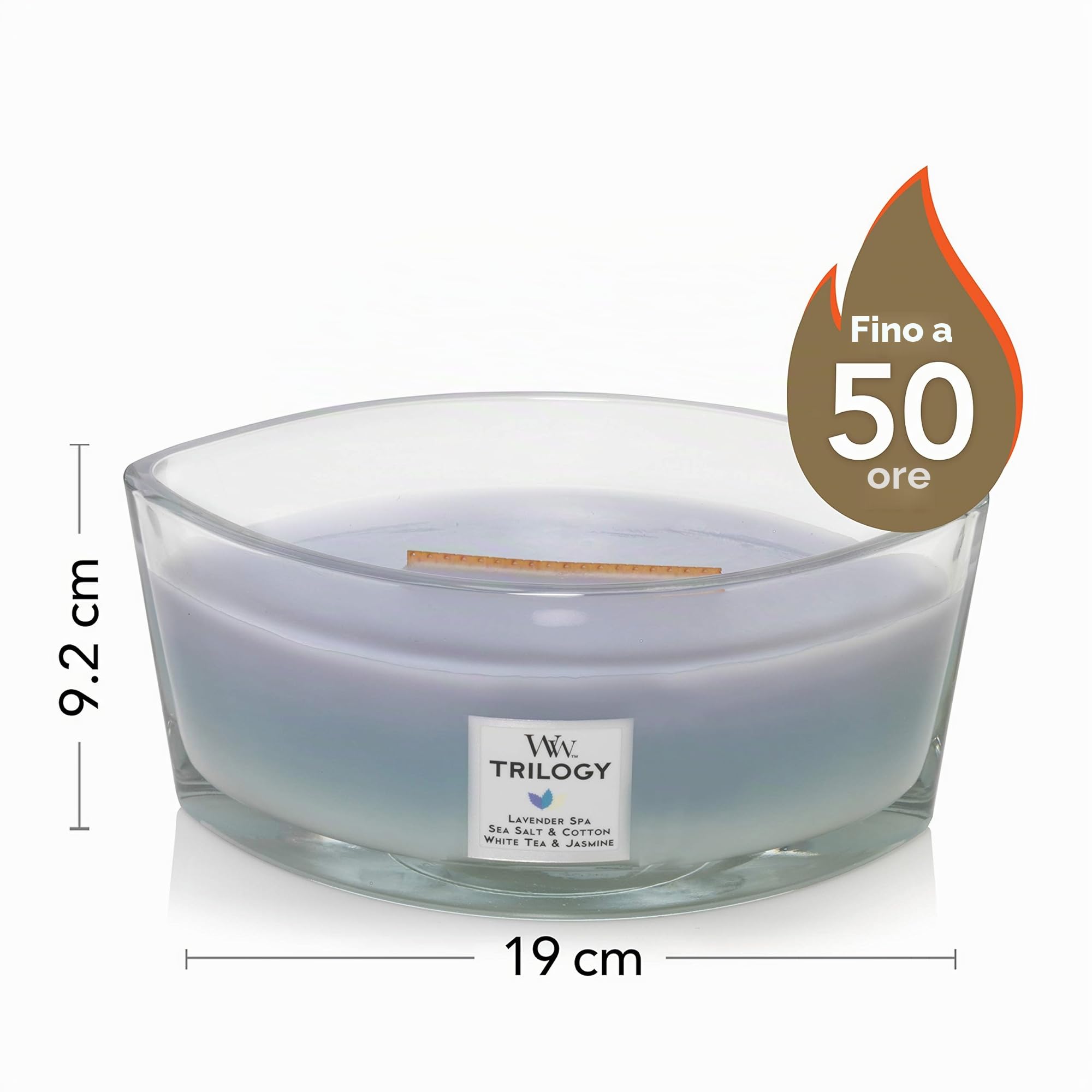 WoodWick Ellipse Trilogy candela profumata con fiamma HearthwickRifugio di pace