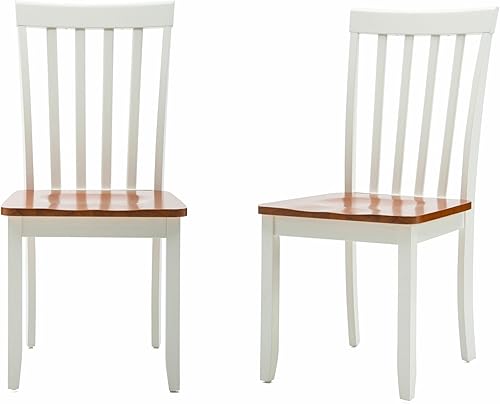 Boraam Bloomington - Juego de 2 sillas de comedor, color blanco y roble