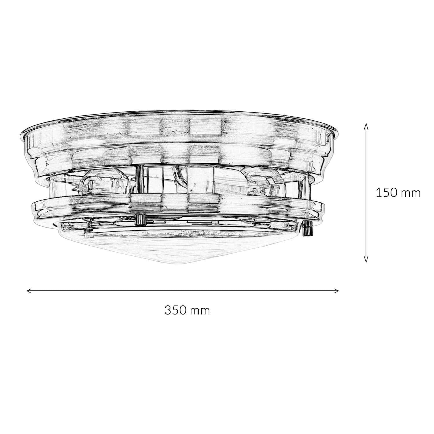 Licht-Erlebnisse Deckenleuchte Badezimmer IP44 Ø 35 cm H: 14,5 cm flach in Chrom 2x E27 Glas Metall Deckenlampe Badezimmerleuchte