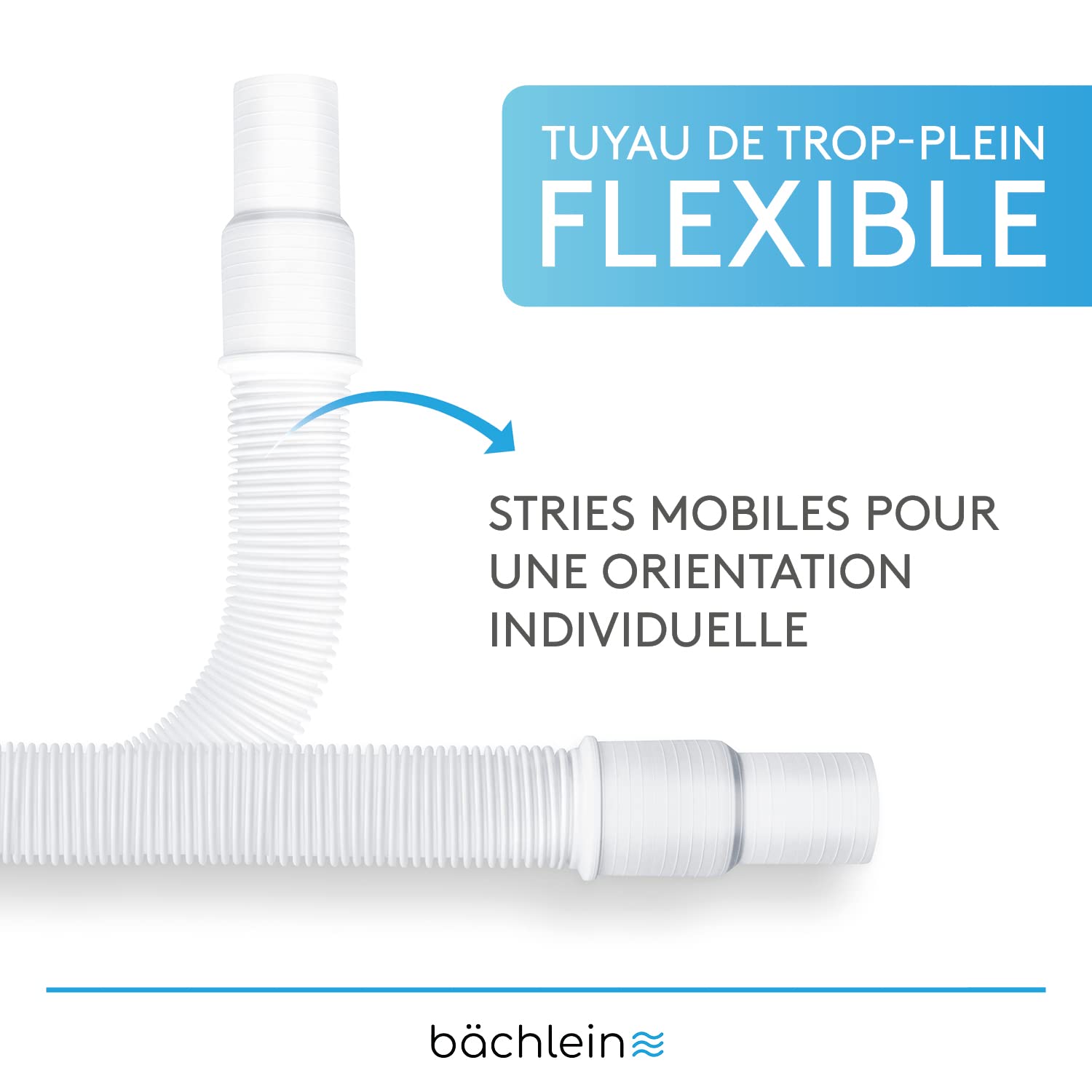 Bächlein Siphon Tubulaire Flexible Pour Évier de Cuisine - Siphon Avec Raccordement Double pour Appareil - Raccord Universel G 1 1/2"