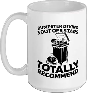Adventure Recycling Upcycling - Dumpster Diving Ceramic Mug, White, 15oz