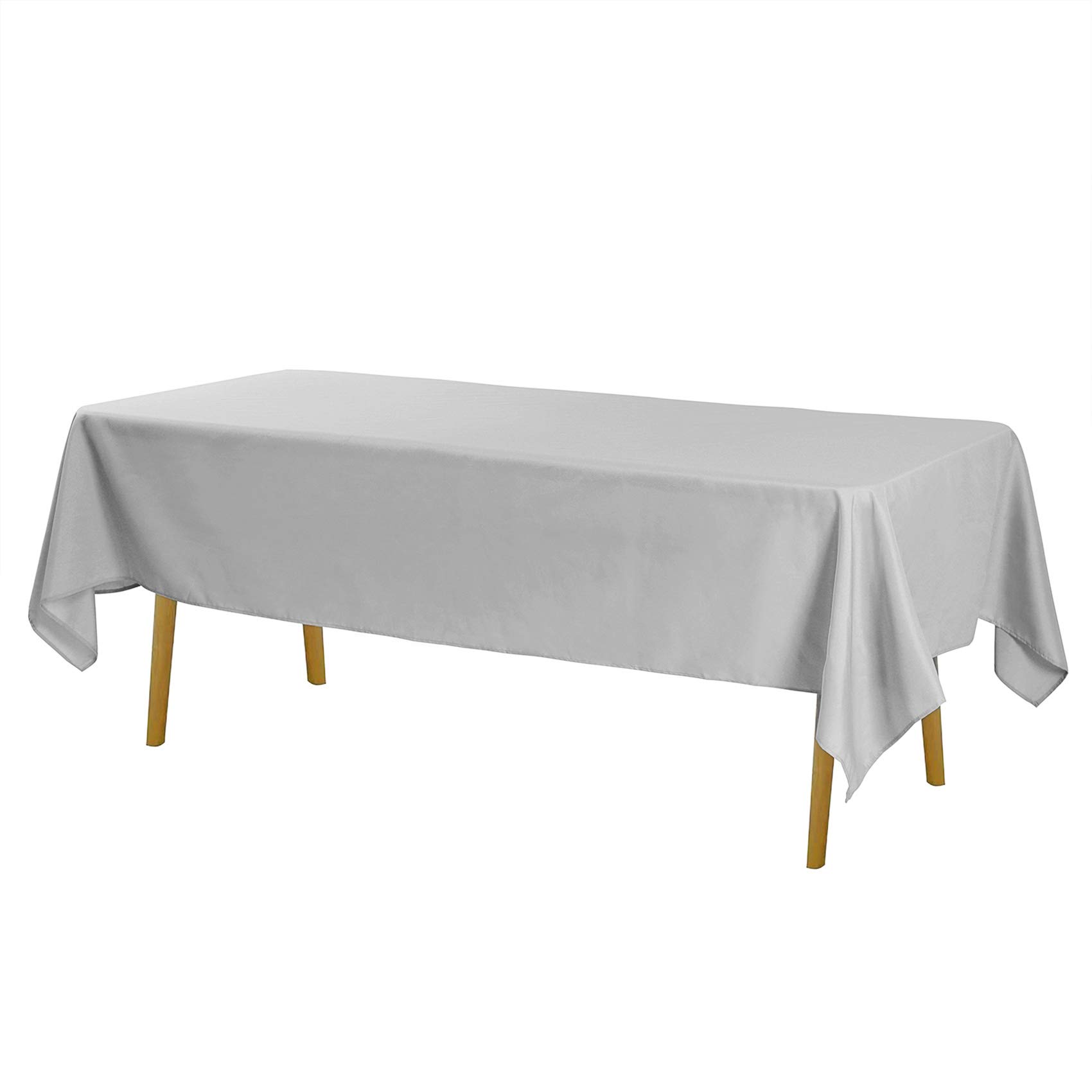 Rectangle Tablecloth 60x120 inch Washable Polyester Fabric Table Cloth for Wedding Party Dining Banquet Decoration（60x120, Silver）