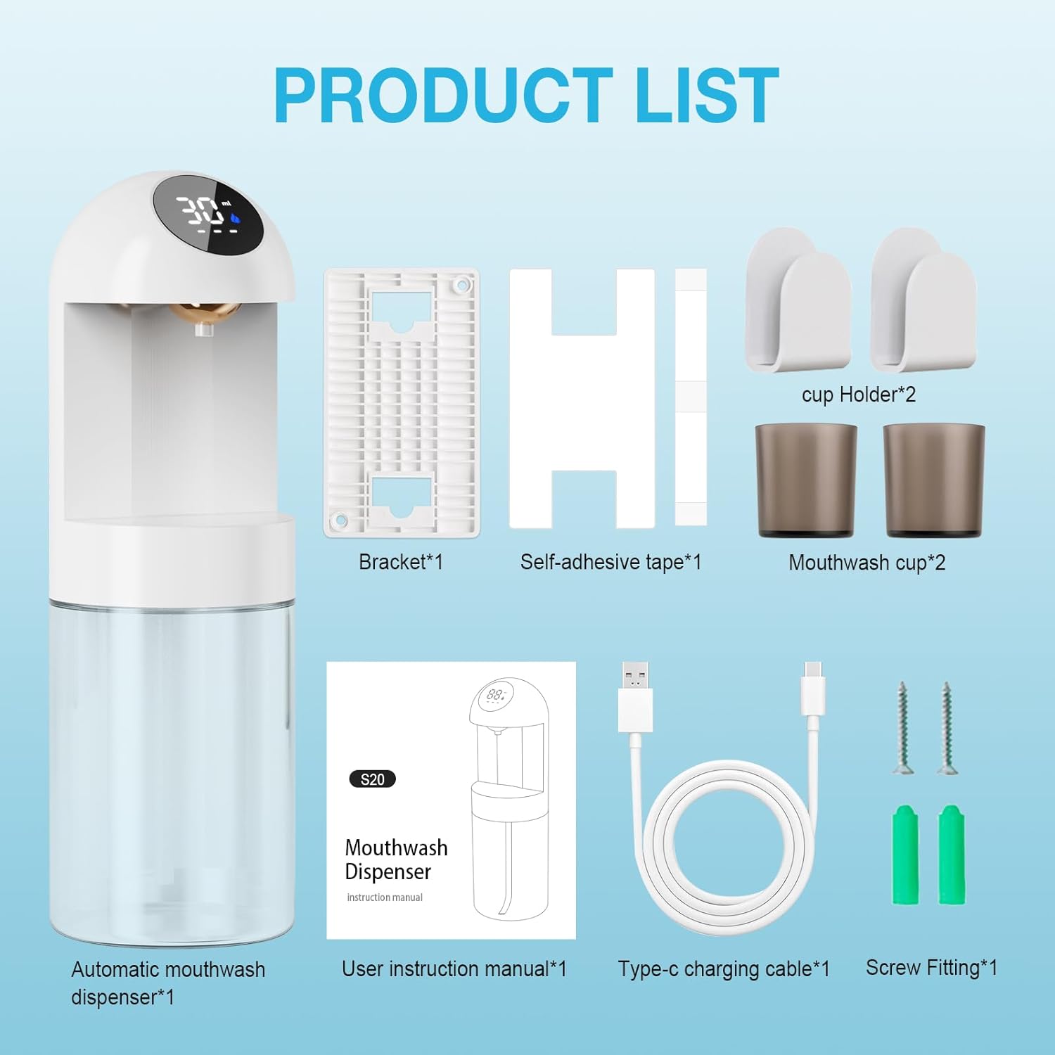 Automatic Mouthwash Dispenser for Bathroom, 20.29 Oz Dispensers with Magnetic Cups,Wall Mounted Dispenser,3 Dispensing Levels,Bathroom Accessories,House-Warming Gifts (White) - Image 7