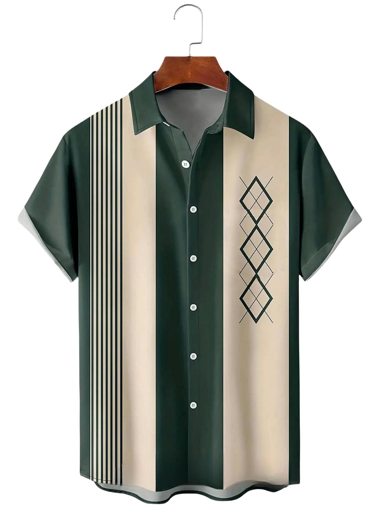 Camisa hawaiana de verano para hombre, camisa hawaiana, informal, estilo vintage, ropa de impresión geométrica