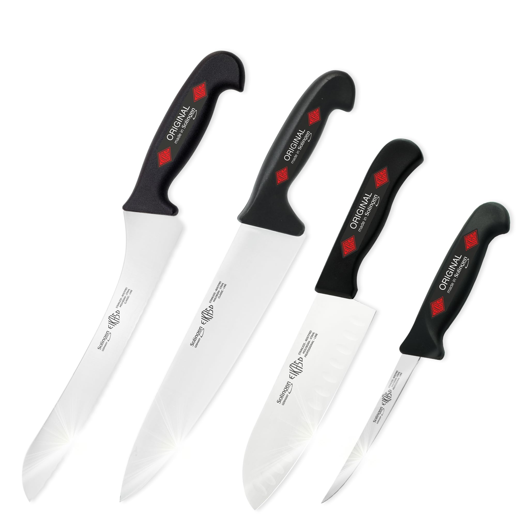 EIKASO Solingen Allzweckmesser Haushaltsmesserset für Profis und Privat Klinge aus Molybdänstahl 1.4116 Kochmesser Brotmesser Ausbeinmesser mit ergonomischen Griff