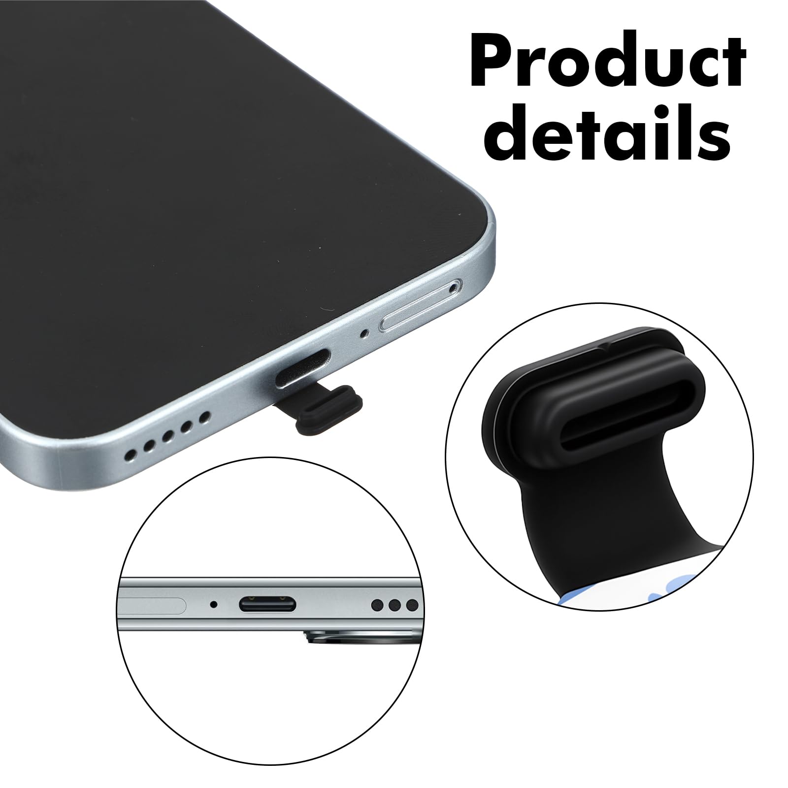 Molain Silikonowe zatyczki przeciwpyłowe USB C, ochrona przed zgubieniem, osłona portu USB C, z 1 szczotką do czyszczenia, ochrona przed kurzem i brudem, do portów typu C, 10 szt