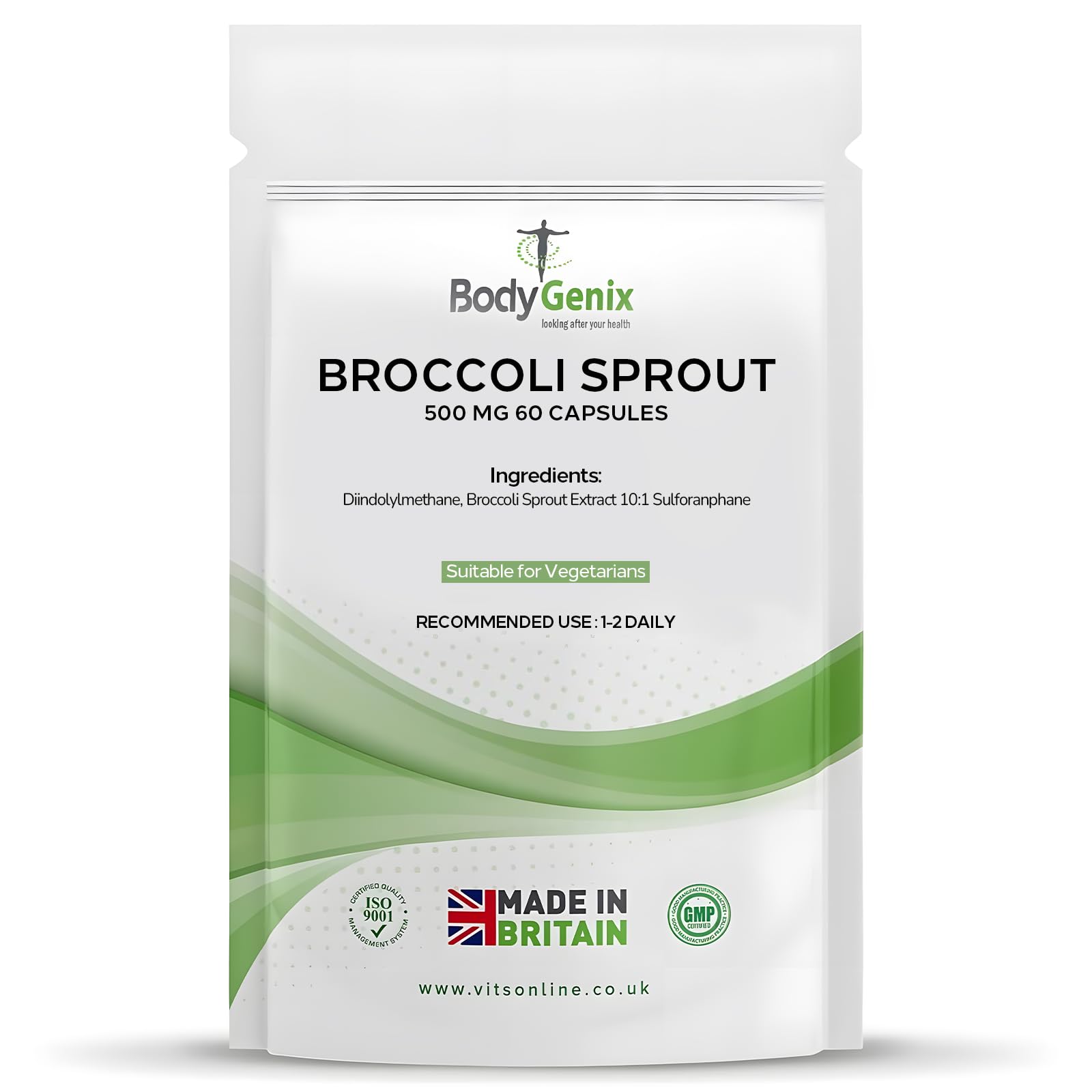 Broccoli Sprout Extract - 500mg Sulforaphane Capsules PMS Support Immune System Antioxidant Boost Natural Food Supplement - 60 Capsules 2 Month Supply