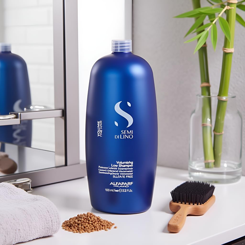 Alfaparf Milano Semi Di Lino Volume Shampoo For Fine Hair – Sulfate Free Volumizing Low Shampoo - Adds Intense Volume, Thickness and Body - Anti-Frizz - Professional Salon Quality