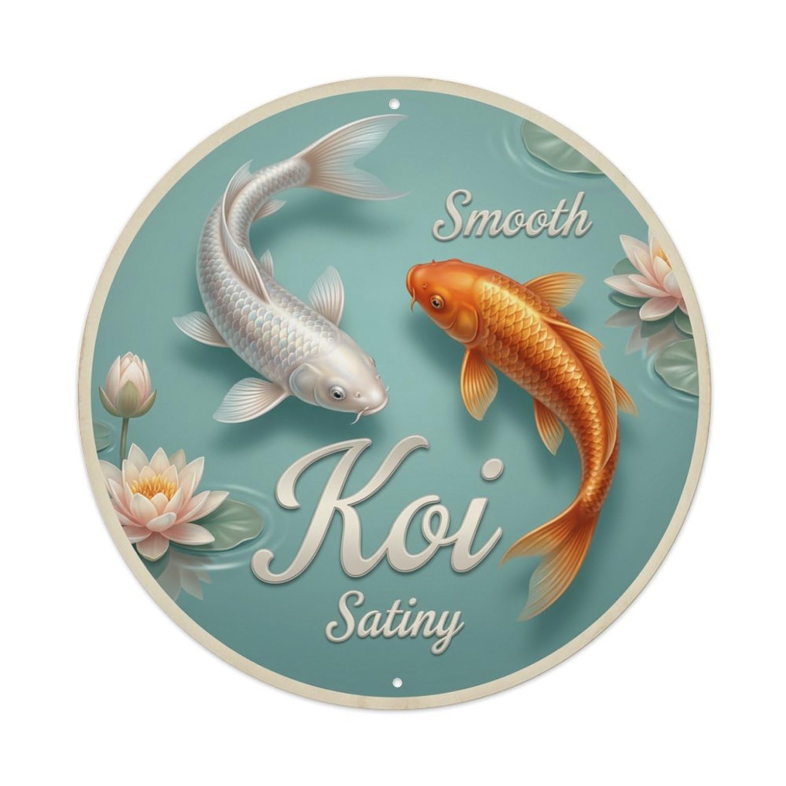Metal Tin Sign Koi Fish Polished Smooth Glossy Japanese