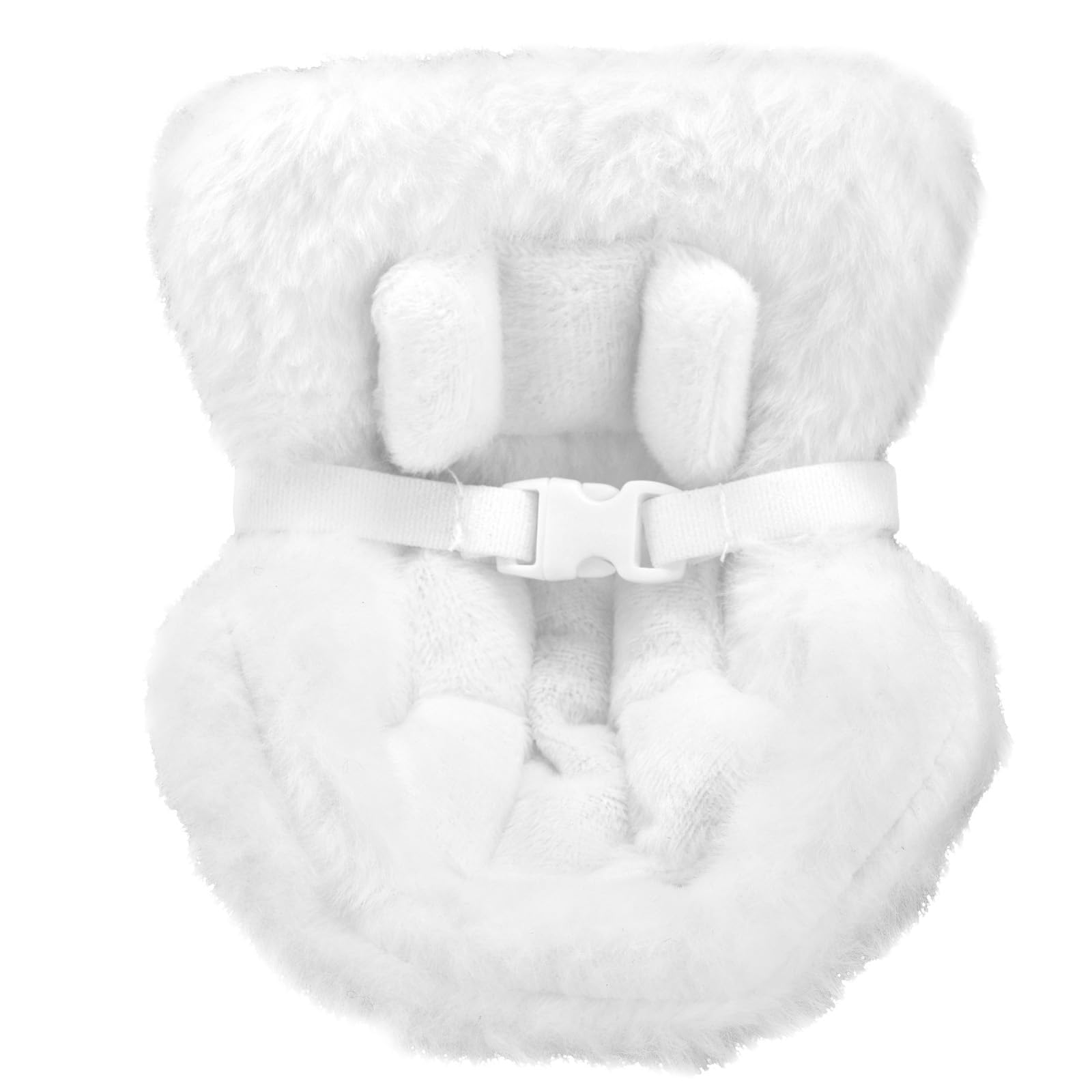 Car Seat for Dolls, White Furry Doll Car Seats with Clip & Seat Belts Soft Decorative Doll Cushions for Display