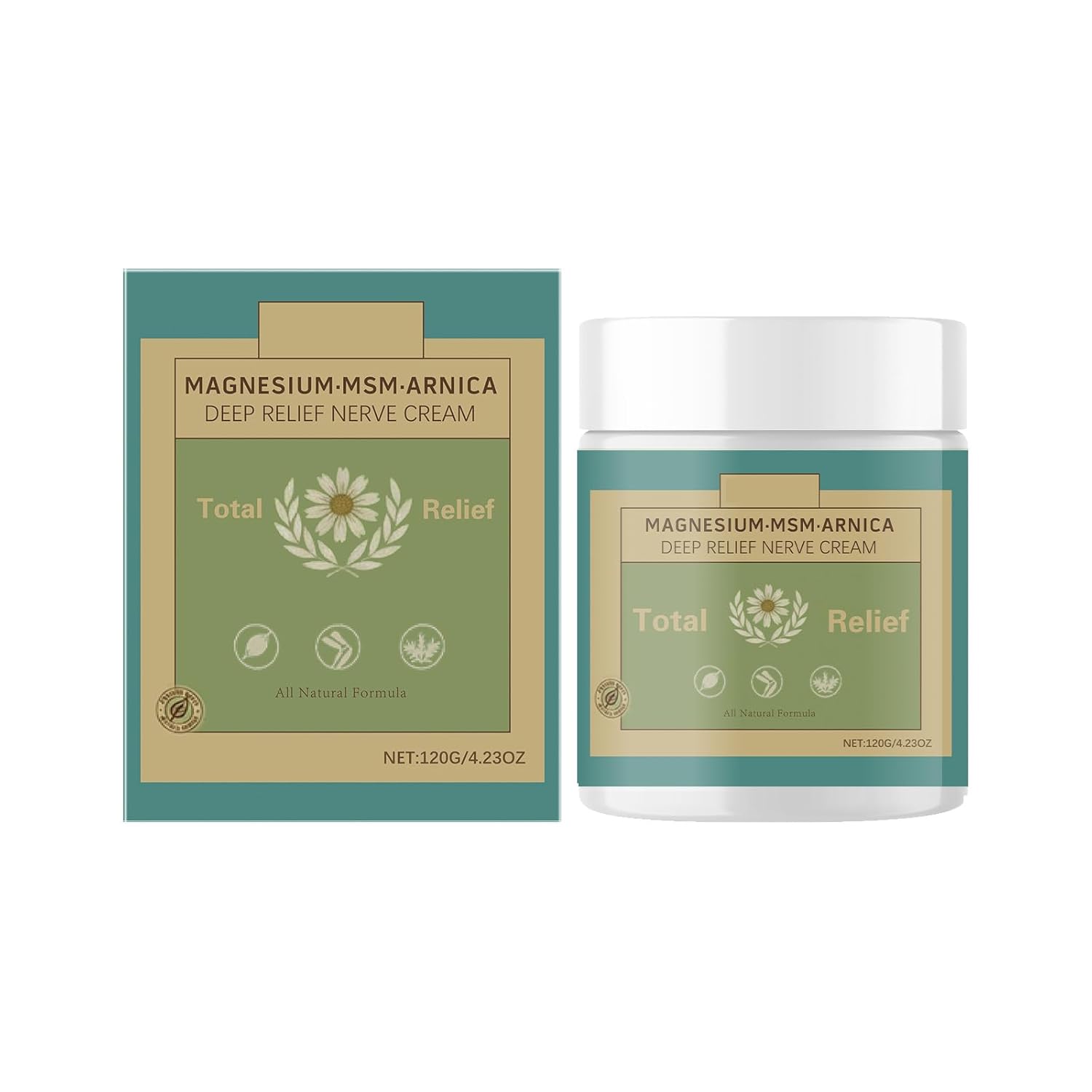 Total Relief Magnesium Soothing Cream Advanced nerve Comfort with Arnica, Menthol, MSM,Fast-Absorbing for Relief Joint, Feet, Hands, Legs, Muscles, and Waist, Natural Ingredient -4floz/114g