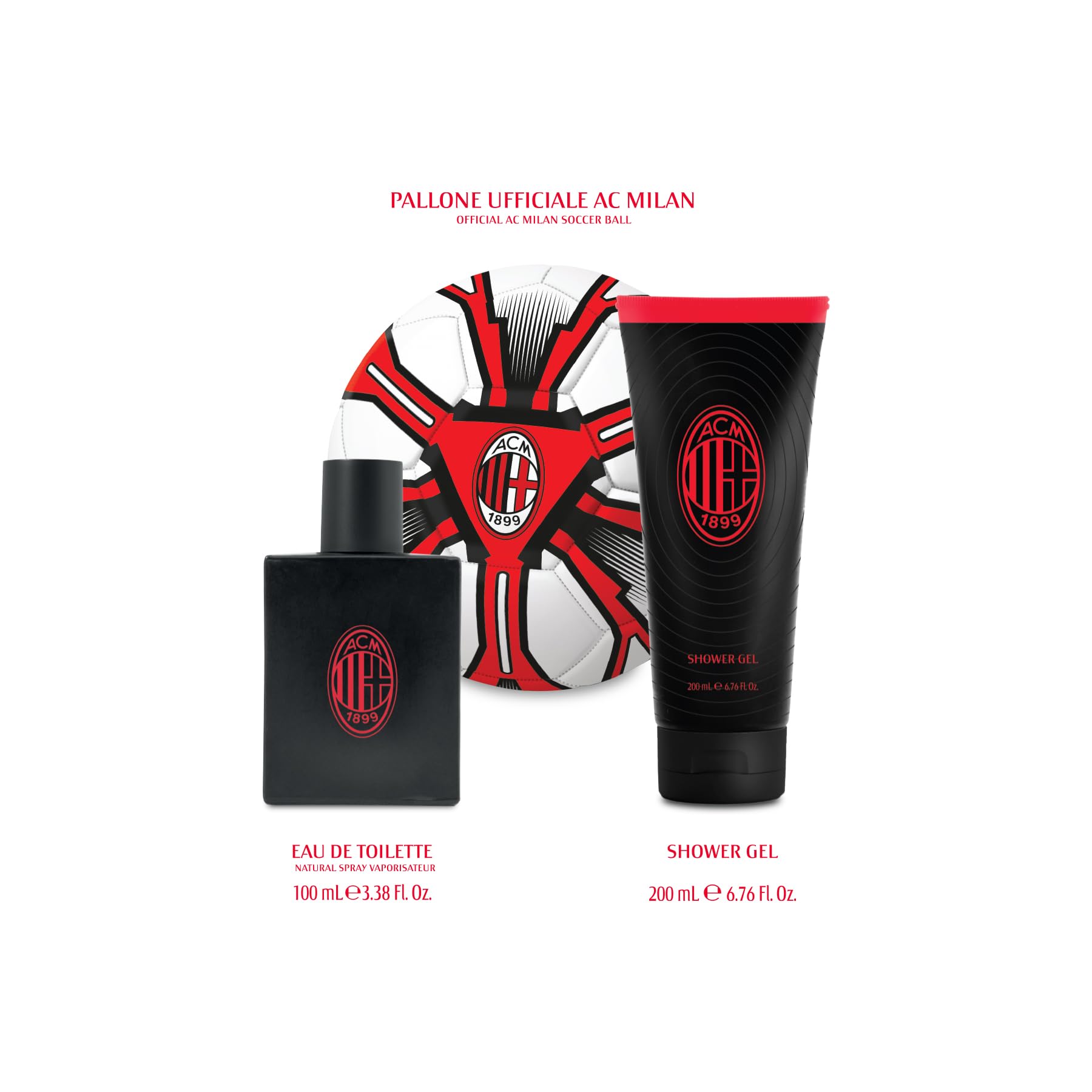 DIAMOND INTERNATIONAL | Confezione Regalo Profumo Uomo da 100ml + Gel Doccia 200ml + Pallone con Logo Ufficiale AC Milan