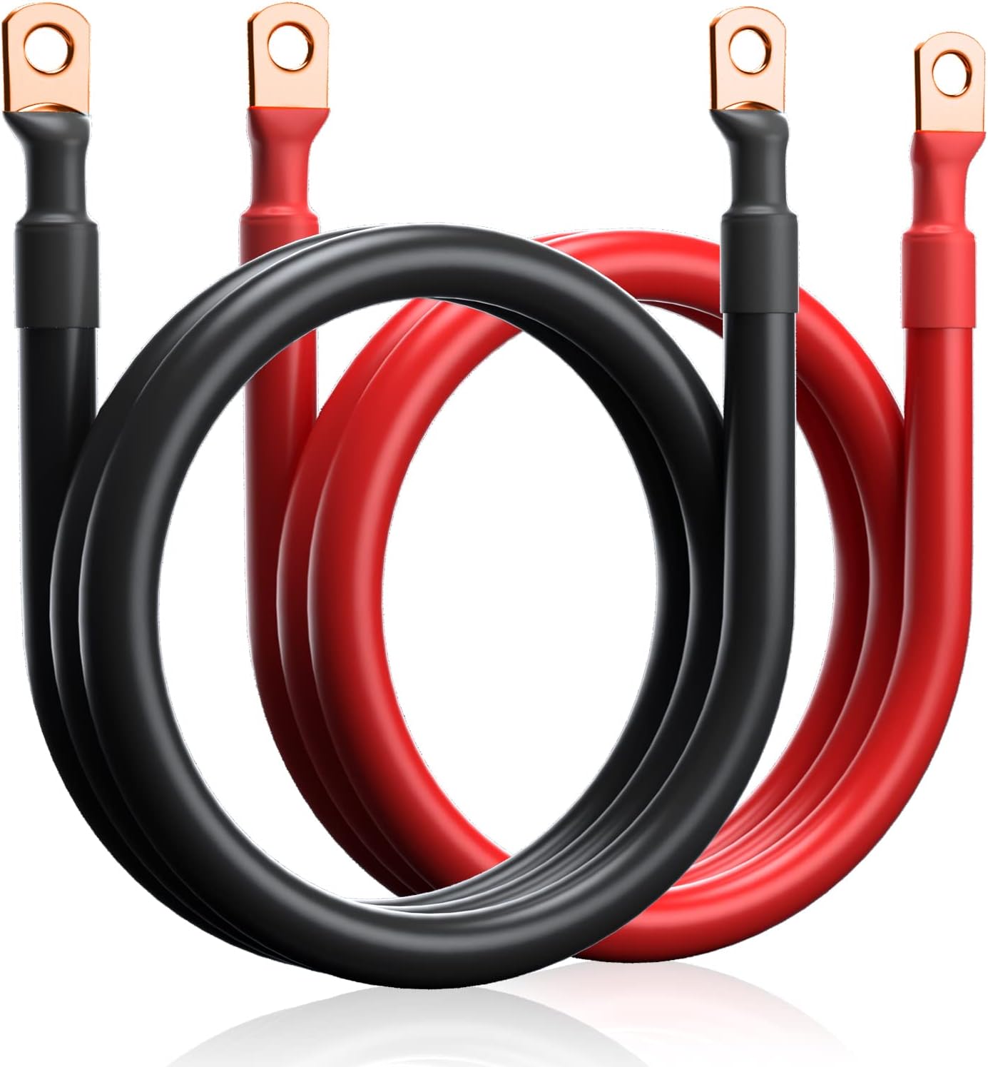 4 AWG Battery Inverter Cable 10 Feet, 4 Gauge Pure Copper Battery Cable 10 Ft with Heavy Duty 5/16" Lugs on Both End for Solar, RV, Marine, Car, Boat (Black&Red)
