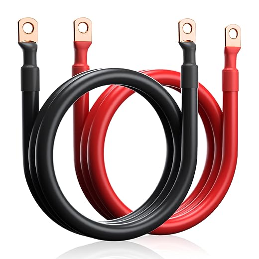 Parallel Battery Cable 4 AWG 10 Feet 1 Pair Red & Black, 4 Gauge Cable Pure Battery Inverter Copper fit for Solar, RV, Marine, Car, Boat and Trucks, Both End with Heavy Duty 5/16" M8