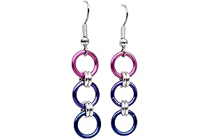 Stunningly Stylish Bi Pride Flag Chainmail Earrings