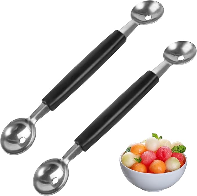 2 Pcs DoubleSided Fruit Melon Baller Spoon 2 in 1
