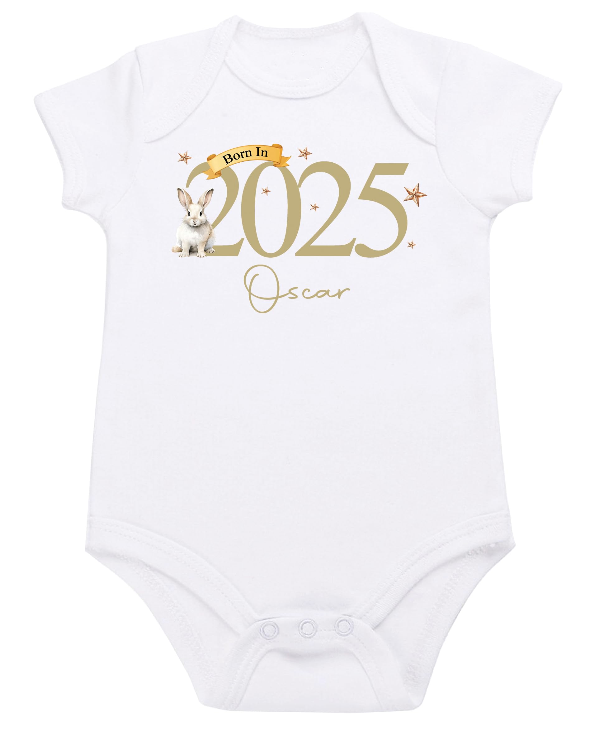 The Baby Box Uk Women's Beige Bunny Personalised Baby Born In 2025 Bodysuit Vest (9-12 Months, )