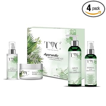 TYC Ayurvedic Hair Care Kit | Contains: Anti DHT Shampoo, Herbal Hair growth oil, Rasayana Lepa, Herbal Hair Growth Kashaya | Helps in Hair Growth | Reduces hair fall, tested and with natural ingredients.