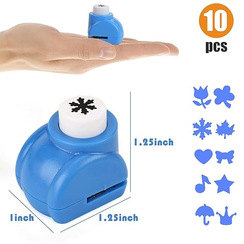 Miniatura 8 de LoveInUSA Juego de 10 perforadores de agujeros para manualidades, ideales para manualidades escolares, proyectos divertidos y suministros escolares