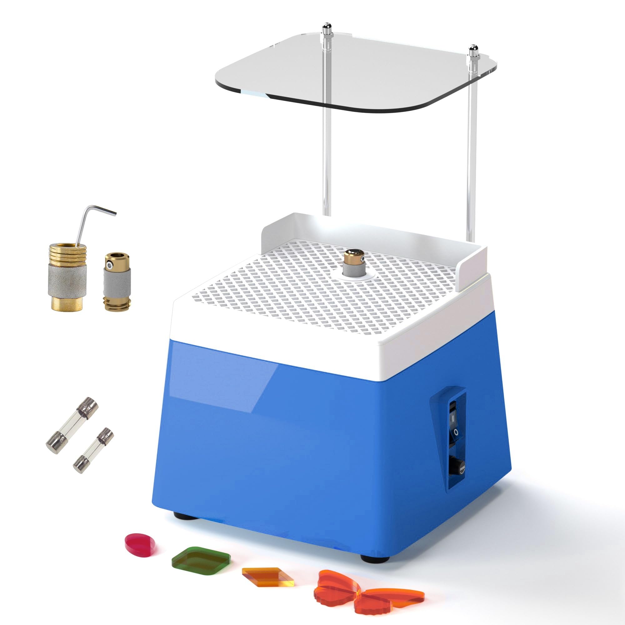 Generic Stained Glass Grinder Kit with 1” & 5/8” Diamond Grinding Bit and Baffle, Ceramics Mosaic Glass Grinder Starter Kit for DIY Crafts (UK Plug)