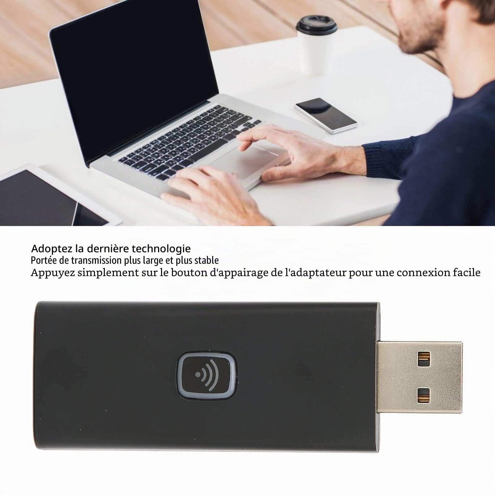 Bewinner Adaptateur de Contrôleur Bluetooth pour /PS5/Switch/TV/Box/PC Gamepad, Petite Poignée de Jeu sans Fil Convertisseur USB, Plug and Play