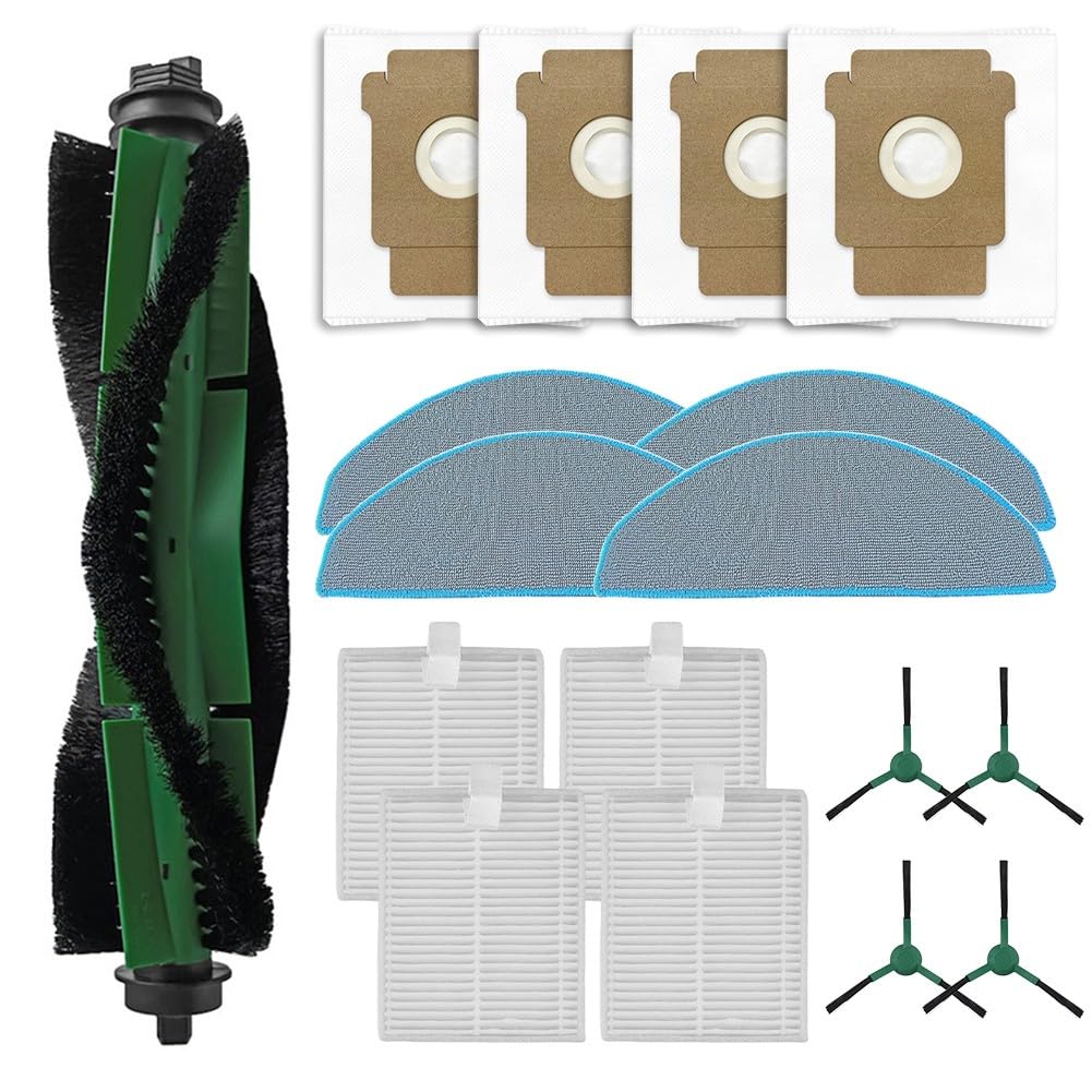 Kit di accessori di ricambio per Roomba 105 per robot aspirapolvere Combo con spazzola principale, spazzole laterali, filtri, panni mocio, sacchetti per la polvere (A)