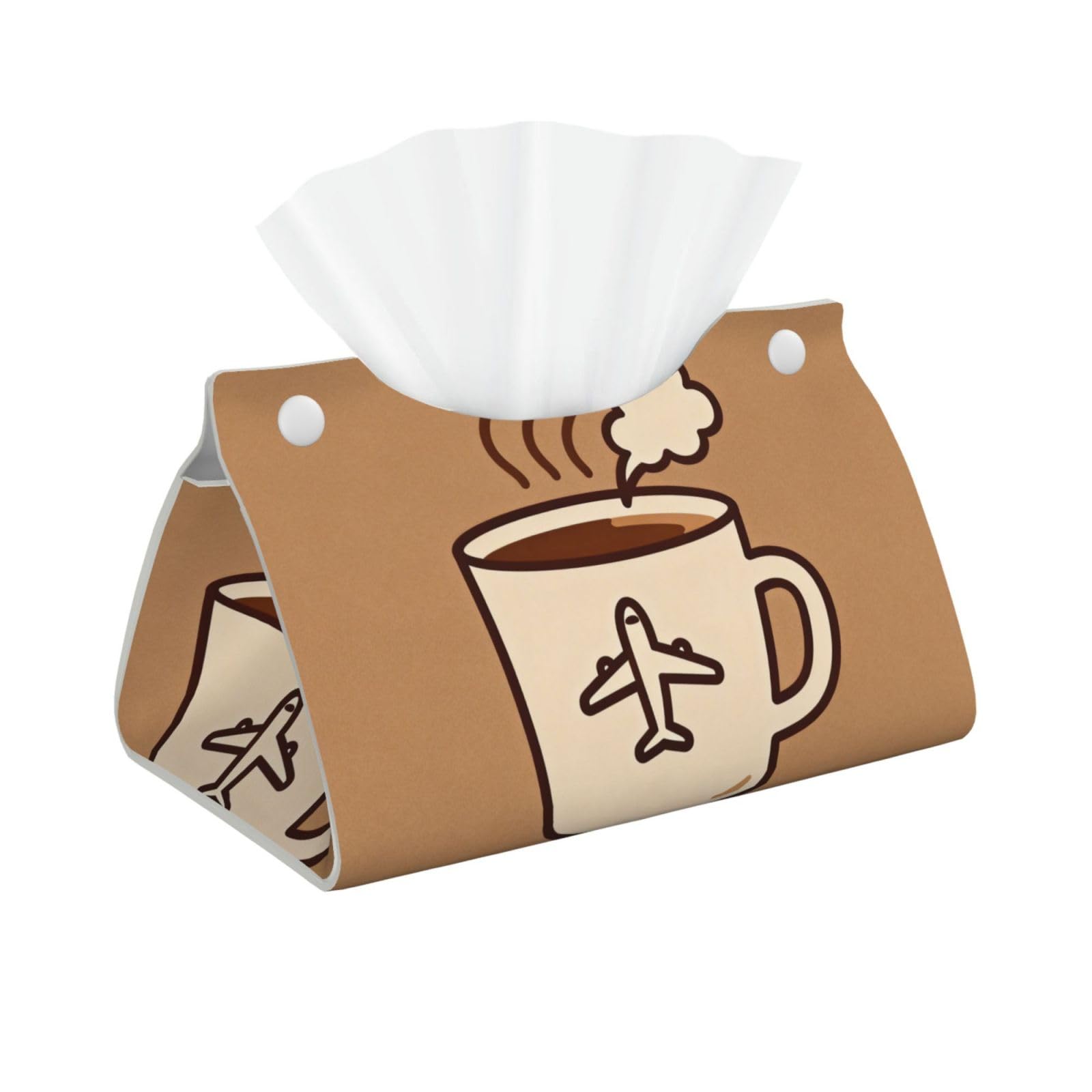 Coffee Travel Mug Long Leather Tissue Box Cover-Waterproof PU Leather Tissue Holder for Bathroom, Decorative Rectangular Tissue Case